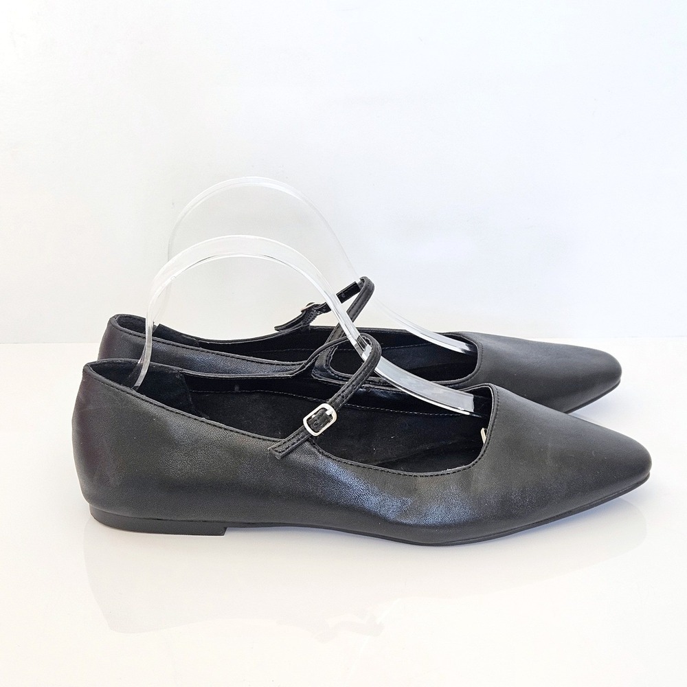 Open Edit Regina Mary Jane Pointed Toe Flat Size 9.5 Black - Picture 5 of 8